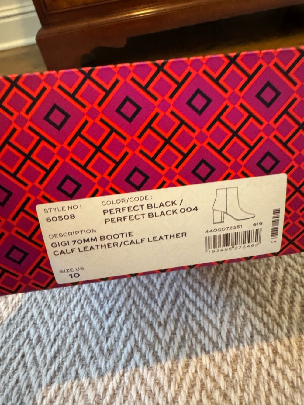 Tory Burch Black Leather Block Heel Ankle Boot Gigi | Size 10 - Picture 4 of 9